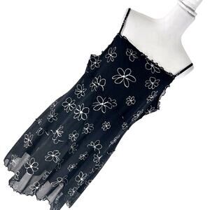 WILD FABLE! BLACK & GRAY FLORAL STRETCH NET ADJ. SPAGHETTI STRAP DRESS! SZ XXL